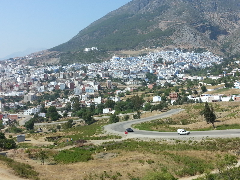 Morocco's blue city Chefchaouen from a distance